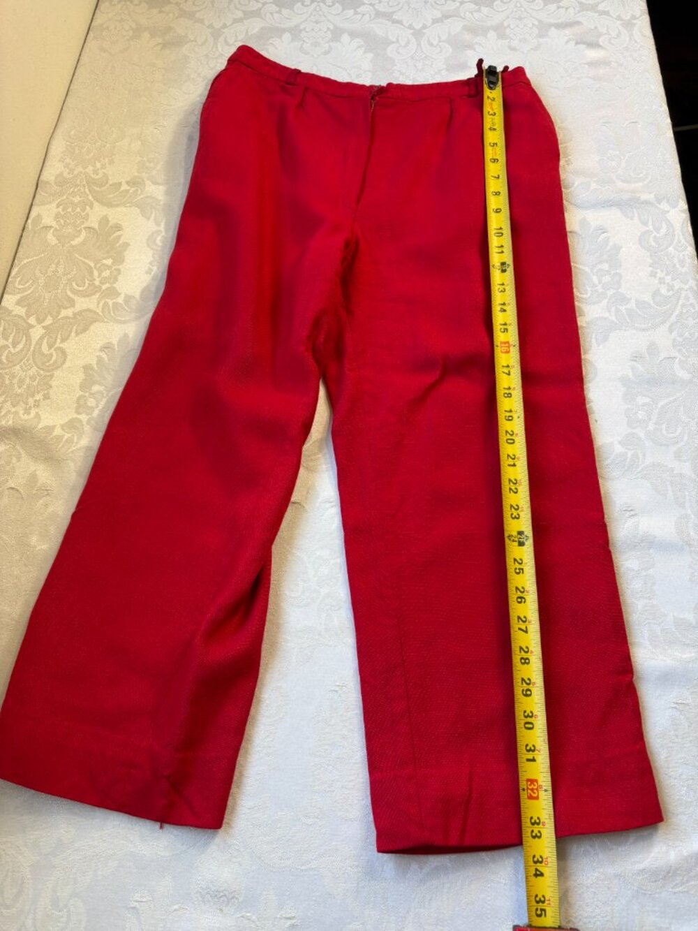 ⚠️VTG Harve Benard Red Linen Trousser Pants 30" Waist ILGWU Union Made USA 10 - Picture 3 of 8